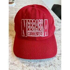 Vintage 1990s Nebraska Cornhuskers Red Hat, Genuine Wool Serge, Made In USA